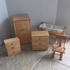 Premier's Vintage Wooden Dollhouse Furniture Lot 8" Dolls